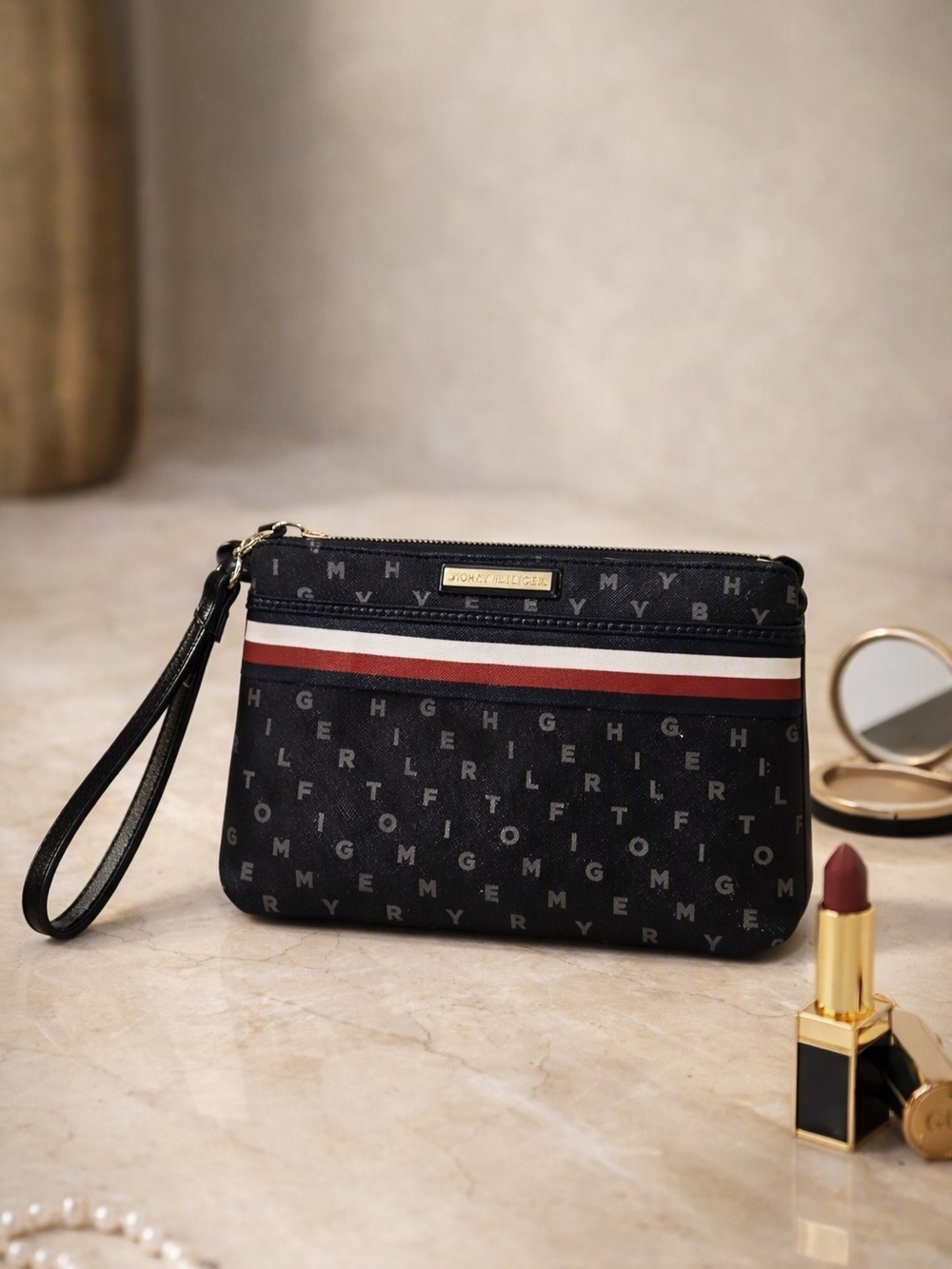 NWT Tommy Hilfiger Alphabet Monogram Wristlet Pouch